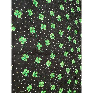 Lucky Shamrock Print Fabric 1/2 yard x 44" Black Background Green Clover by Hi-F